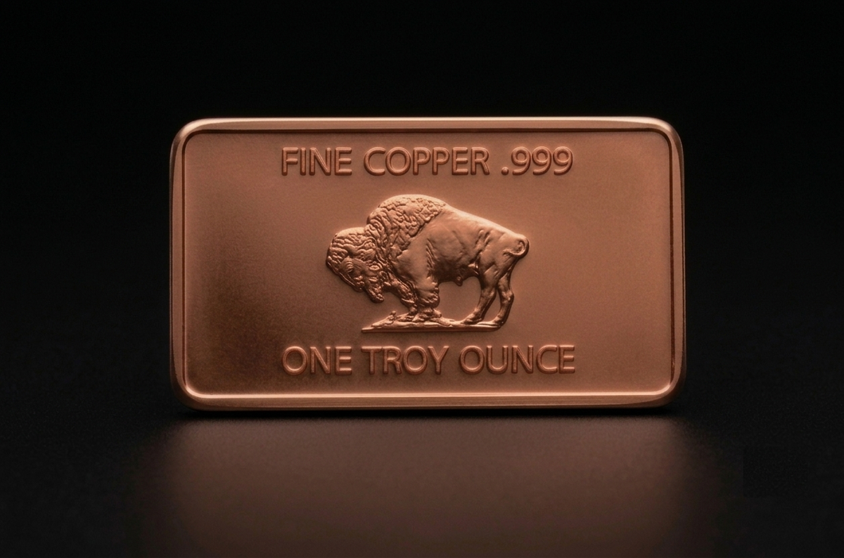 1 oz Pure Copper Bullion Buffalo Bar