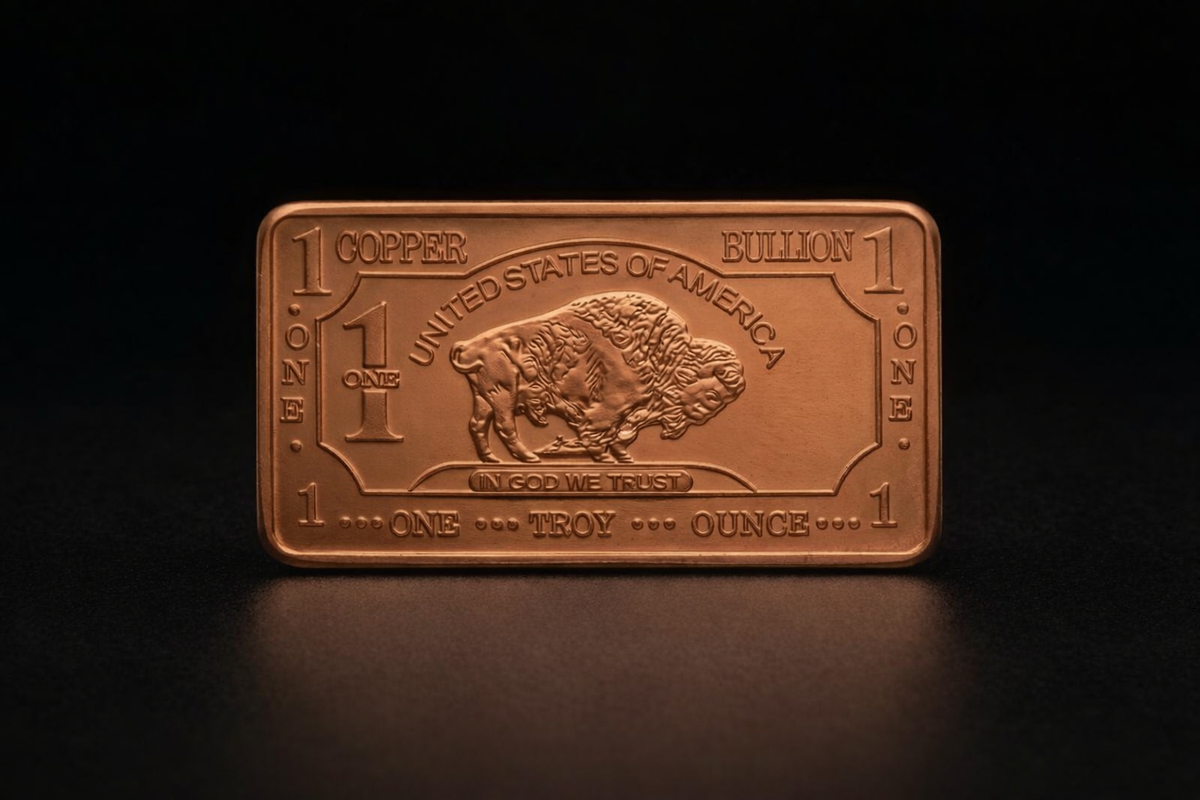 1 oz Pure Copper Bullion Buffalo Bar
